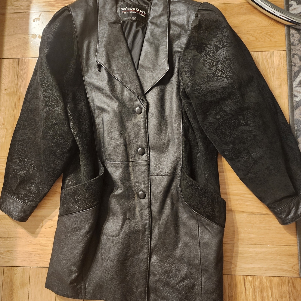 Original Wilson's Black Leather Coat